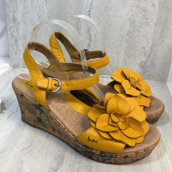 boc Shoes - BOC cork wedge sandal yellow flower 10
